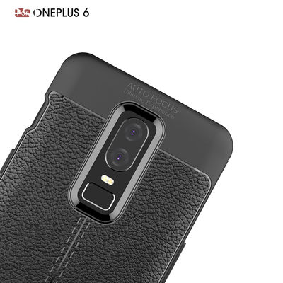 Litchi Pattern Black Case For Oneplus 6 Back Cover