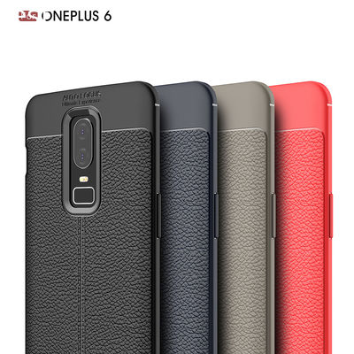 Litchi Pattern Black Case For Oneplus 6 Back Cover