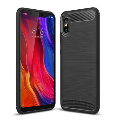 For Xiaomi Mi 8 Explore Tpu Silicone Case Carbon Fiber Brush Cell Phone Cover