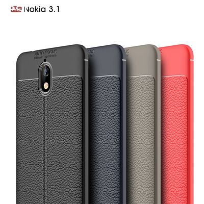 Litchi texture silicone phone case for Nokia 3.1