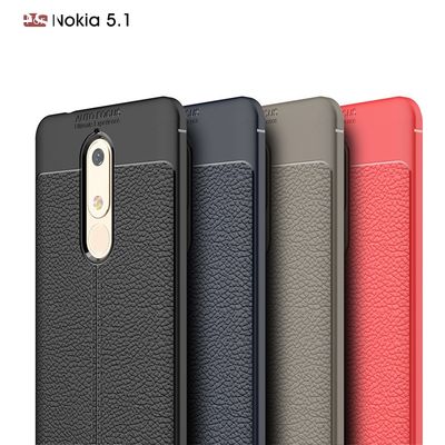 Litchi texture silicone phone case for Nokia 5.1