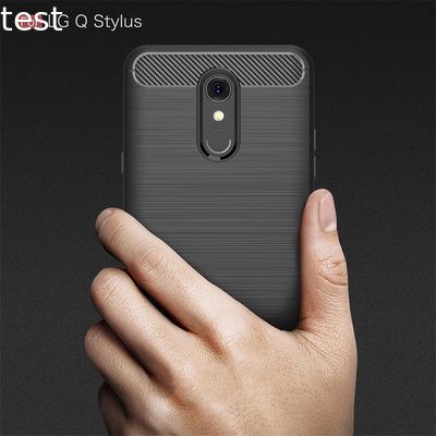 Carbon Fiber Pattern Brush TPU Phone Back Case Cover For LG Q Stylus
