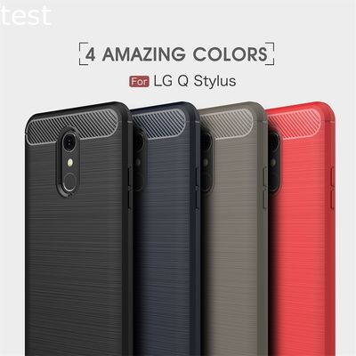 Carbon Fiber Pattern Brush TPU Phone Back Case Cover For LG Q Stylus