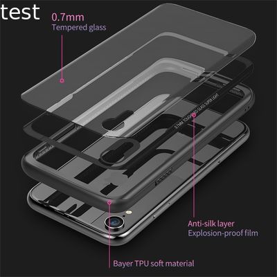 2018 Newest Shockproof Tempered Glass Back Cover For Iphone XS XSMAX XR Mobile Phone Case