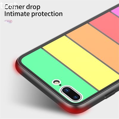Rainbow Slim glass Case Shell For Iphone 7 8 plus Covers For Iphone Brand