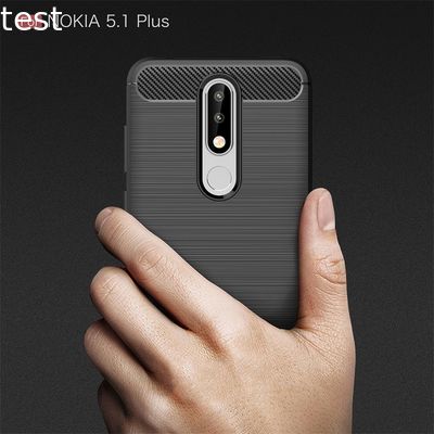 Brushed Carbon Fiber Soft Silicone Tpu Cover Case For Nokia 5.1 plus