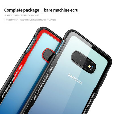 TPU Frame Transparent Back Cover Tempered Glass Phone Case For Samsung Galaxy S10 Plus