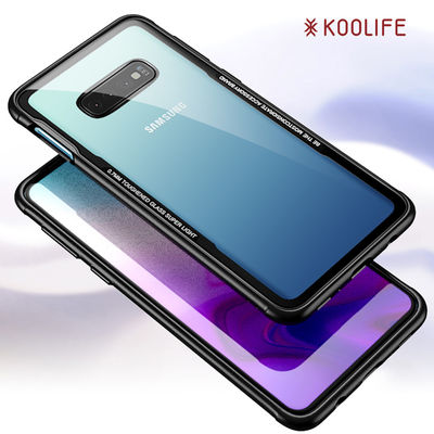 TPU Frame Transparent Back Cover Tempered Glass Phone Case For Samsung Galaxy S10 Plus