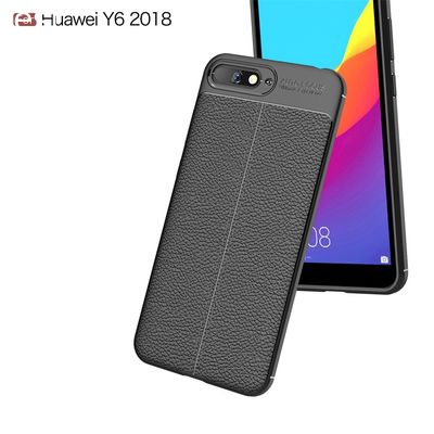 Lichee Pattern Microfiber Back Cover Case For Huawei Y6 2018