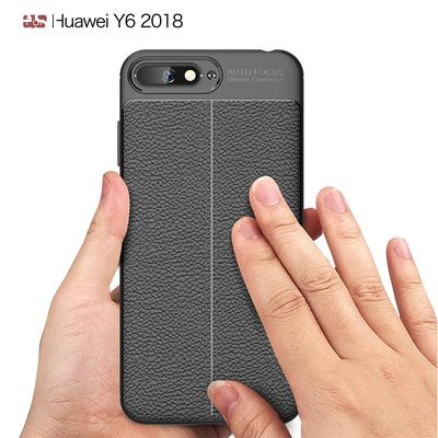 Lichee Pattern Microfiber Back Cover Case For Huawei Y6 2018