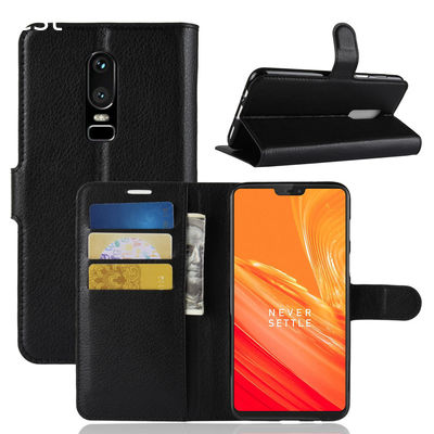 Litchi Leather Mobile Phone Case Cover For Oneplus 6 Case