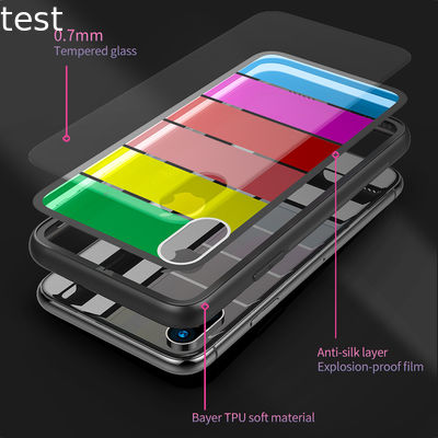 For Iphone x Case Colorful Tpu Tempered Glass Mobile Phone Cases Cover