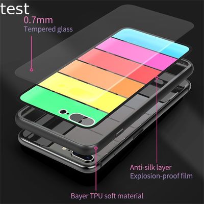 Rainbow Slim glass Case Shell For Iphone 7 8 plus Covers For Iphone Brand