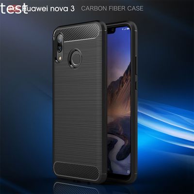 Luxury Brush Carbon Fiber Soft TPU Case Back Cover For Huawei Nova 3 Phone Case