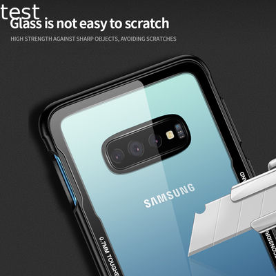 TPU Frame Transparent Back Cover Tempered Glass Phone Case For Samsung Galaxy S10 Plus