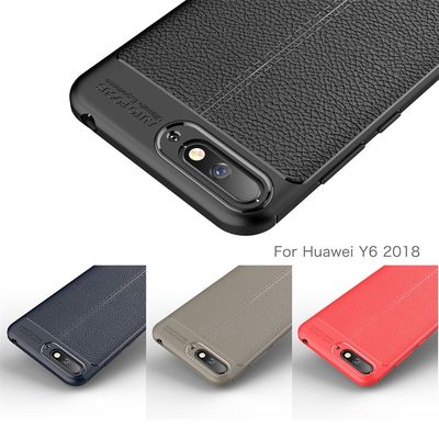 Lichee Pattern Microfiber Back Cover Case For Huawei Y6 2018