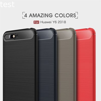 TPU Bumper Case Cover For Huawei Y6 2018 Carbon Fiber Shockproof Phone Case