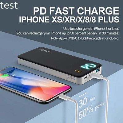 GETIHU PD QC3.0 Fast Charge Portable Charger 10000mAh  Power Delivery Quick Charge Power Bank 18W Input & Output Battery Pa