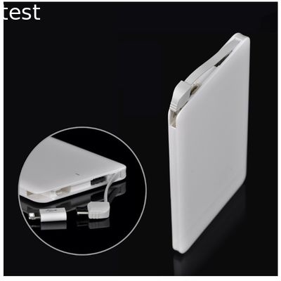 2019 Promotion gifts External Battery OEM logo Ultra Thin power bank 5000mah with built-in charging cable for iphone and android