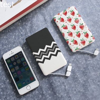 Behenda 2019 Customized Logo Promotional Credit Card PowerBank Built in Cable Ultra SlimPower Charger for iPhone Xs Max