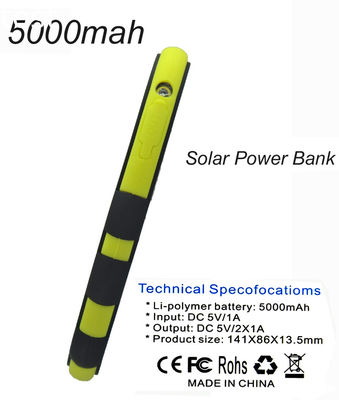 Color optional Polymer Battery mini waterproof solar energy power bank 5000mah