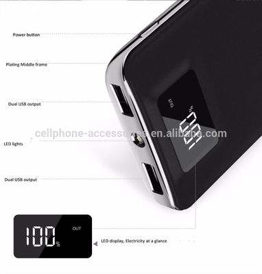 New Portable Double USB Power Bank 20000mAh LCD Display External Backup Battery for iPhone 8