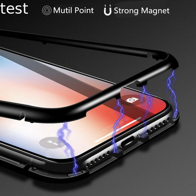 Luxury Tempered Glass Full Cover Mobile Phone Protection Case Cel Phone Case Magnetic Metal Bumper Phone Case for Iphone X/Xmax