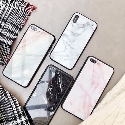 2018 Hot selling Marble phone case,TPU+glass Marble pattern cover for Apple iphone x