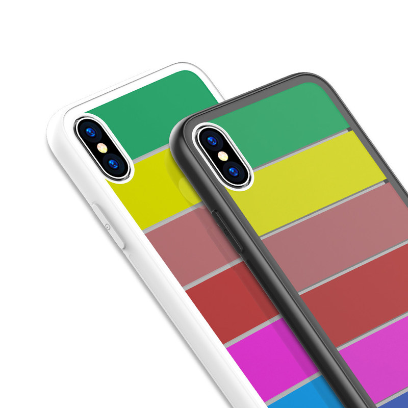 For Iphone x Case Colorful Tpu Tempered Glass Mobile Phone Cases Cover