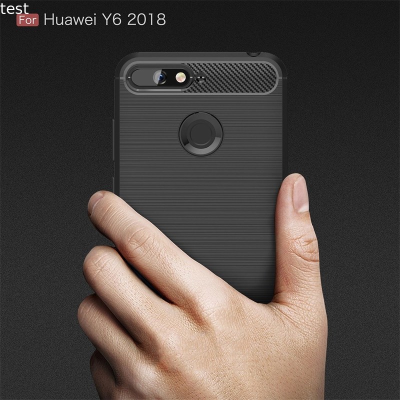 TPU Bumper Case Cover For Huawei Y6 2018 Carbon Fiber Shockproof Phone Case