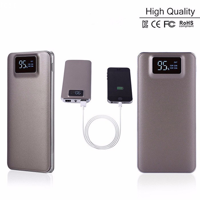 Top quality shenzhen led flashlight double USB power bank 20000mah for iphone and android