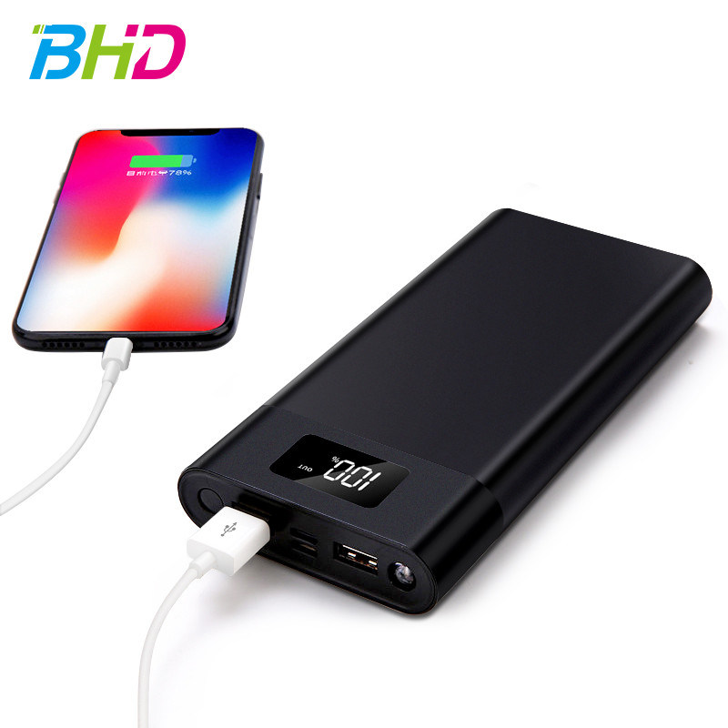 2018 Amazon trending high capacity power bank 22000mah LCD digital screen mobile charger 2 usb power bank 18650 Lithium Battery