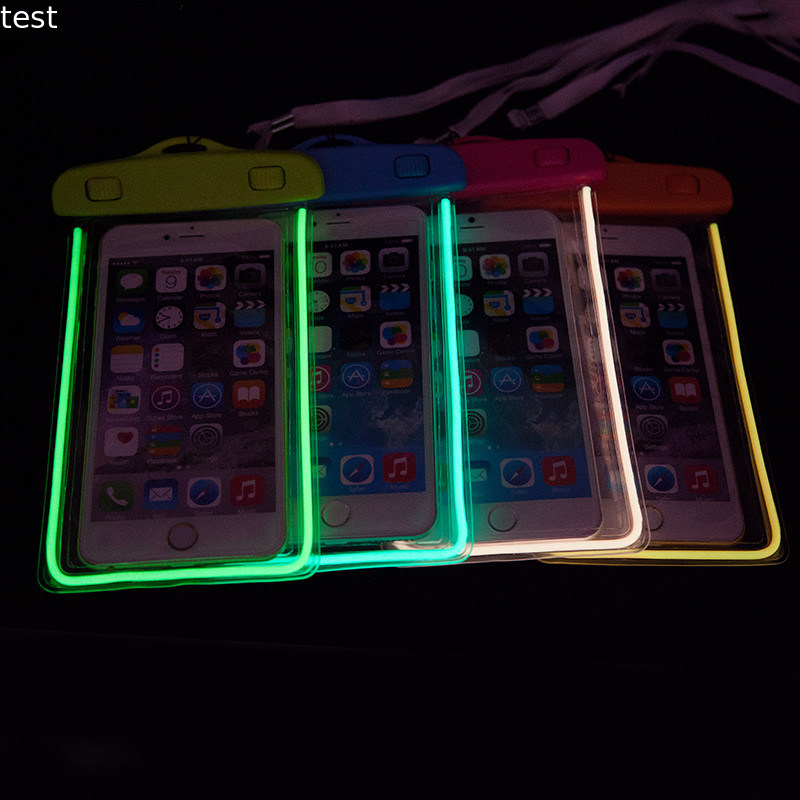 New design light up pvc bag waterproof mobile phone case for iphone 8