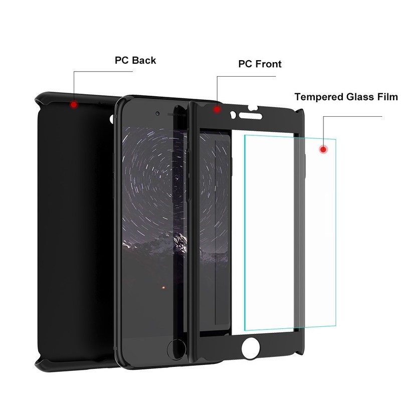 High quality for iphone 8 360 full cover mobile phone case with screen protector